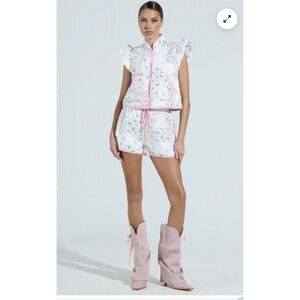 Akira Puffer Vest And Shorts- Matching Set Size Large Floral - Free Shipping